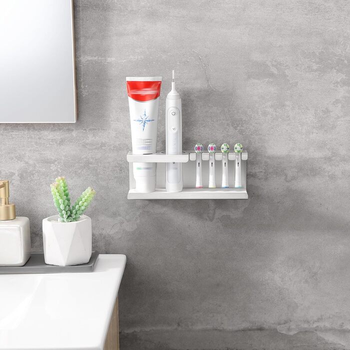 Тримач для електричної зубної щітки, нержавіюча сталь, кріплення на стіну без свердління, універсальний для насадок (сріблястий)