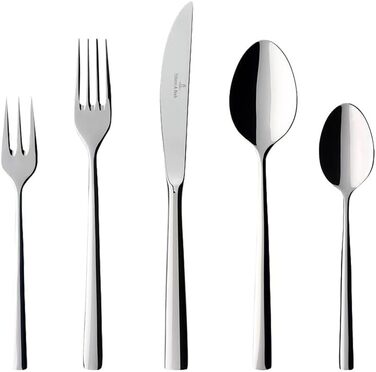 Villeroy & Boch – Piemont Cutlery Set, 30 Pieces, 6 Place Settings, Dishwasher Safe, Stainless Steel, Cutlery Set, Flatware, High-Quality Cutlery, Dinner Cutlery Set, Knives, Forks, Spoons, Stainless Steel