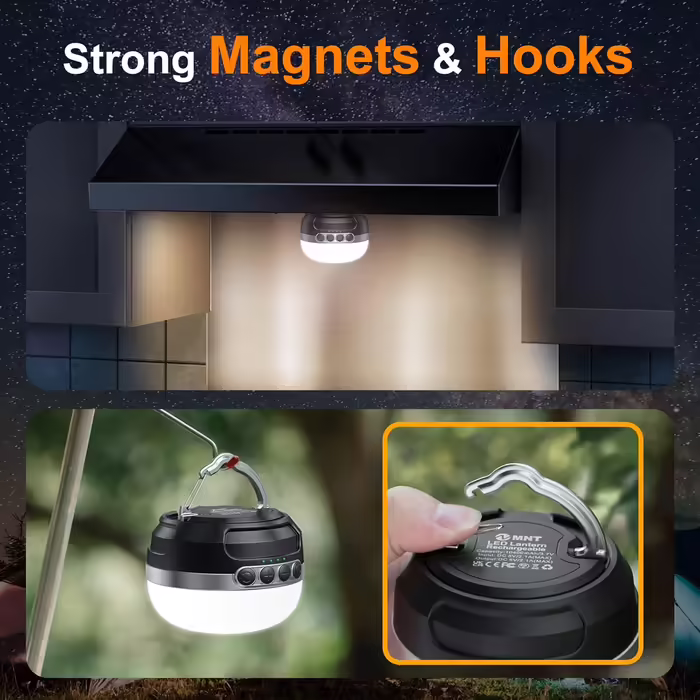 LED Camping Lamp, 10400mAh Battery Rechargeable RGB Color Changing, Steplessly Dimmable, Magnetic Camping Light with Hook for Home, Outdoor Activities, Hiking, Tent Light, Ambient Light, Emergency, etc.