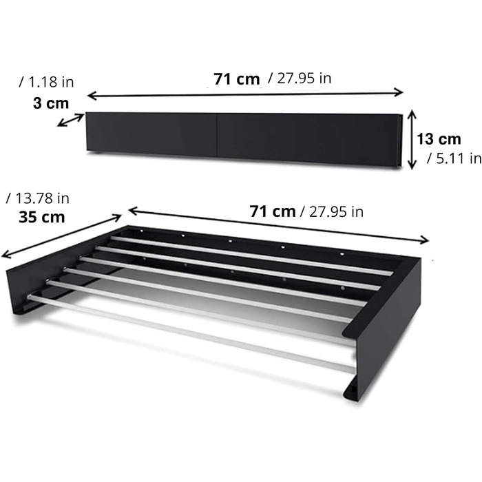 Настінна сушарка для білизни FoxyDry HIDE – розсувна, для дому та вулиці, 71x35x13 см, білий (лімітована серія)