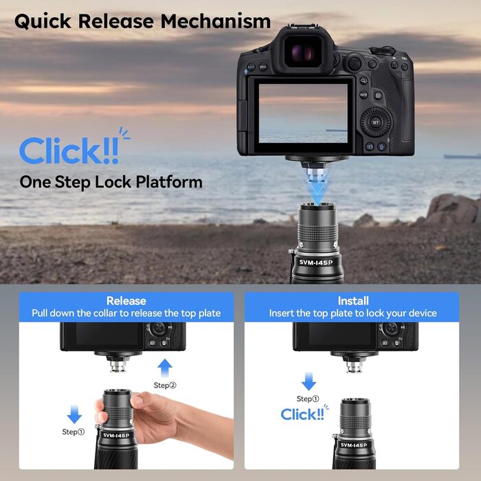 SIRUI Монопод з вуглецевого волокна з системою швидкого кріплення | 165см, професійний, 3-в-1, вантажопідйомність 10кг, для DSLR та відео (SVM-145P)