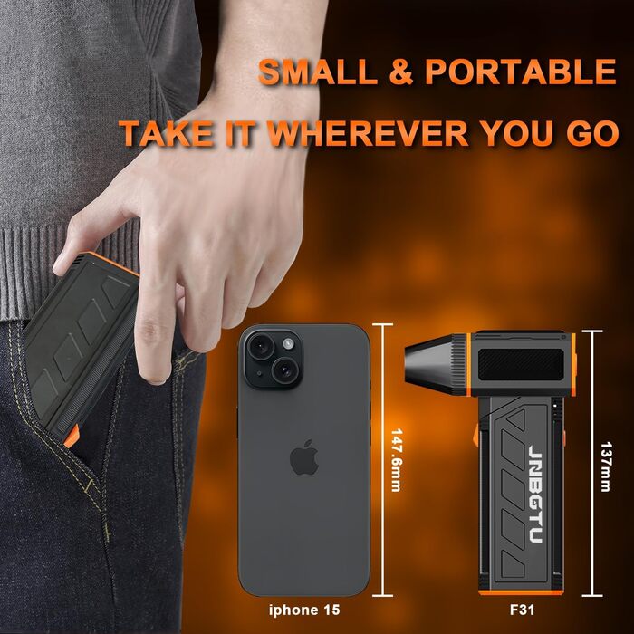 Пилосос для чищення повітрям JNBGTU F31 PRO: для ПК, клавіатури, авто, дивану. 130000 об/хв