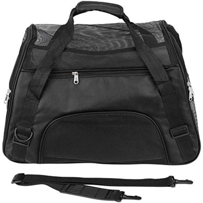 Транспортна сумка для собак і котів, складна переноска для тварин, чорна (L)