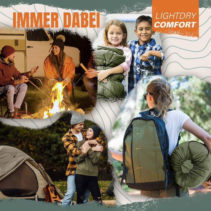 Сплячий мішок Mumiensack Thermo 3-сезонний High-Tech з мікрофібри до -13°C; Легкий, компактний, теплий (Оливковий зелений)