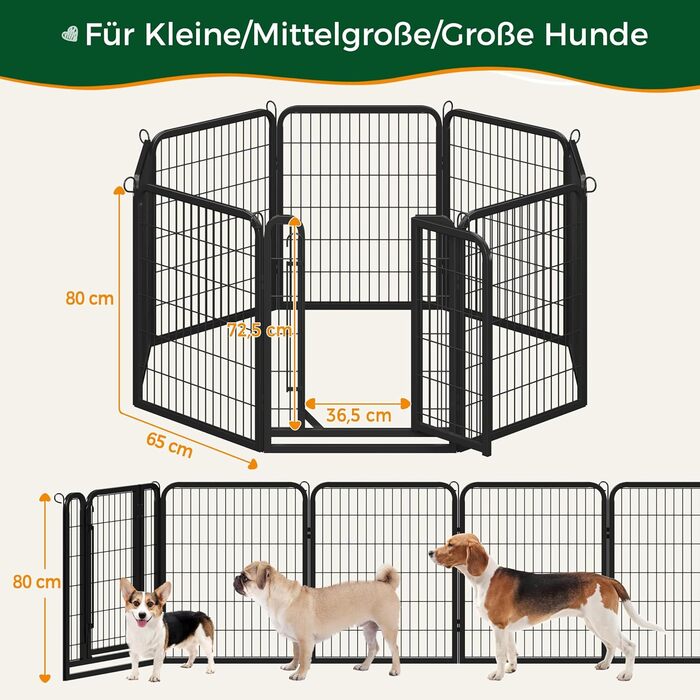 Yaheetech Folding Dog Playpen - 100cm High, 6-Panel, Portable Dog Kennel with Door for Indoor & Outdoor Use - Easy Assembly