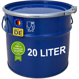 Steel bucket with lid, metal container, sheet metal bucket | 2 side handles | Suitable for cyclone dust extraction | Stable when filled, stackable (20 liters)