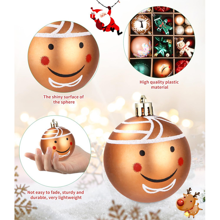 Набір прикрас для ялинки на Новий Рік: 42 штуки, кульки, червоний, зелений, золотий | Ялинкові прикраси