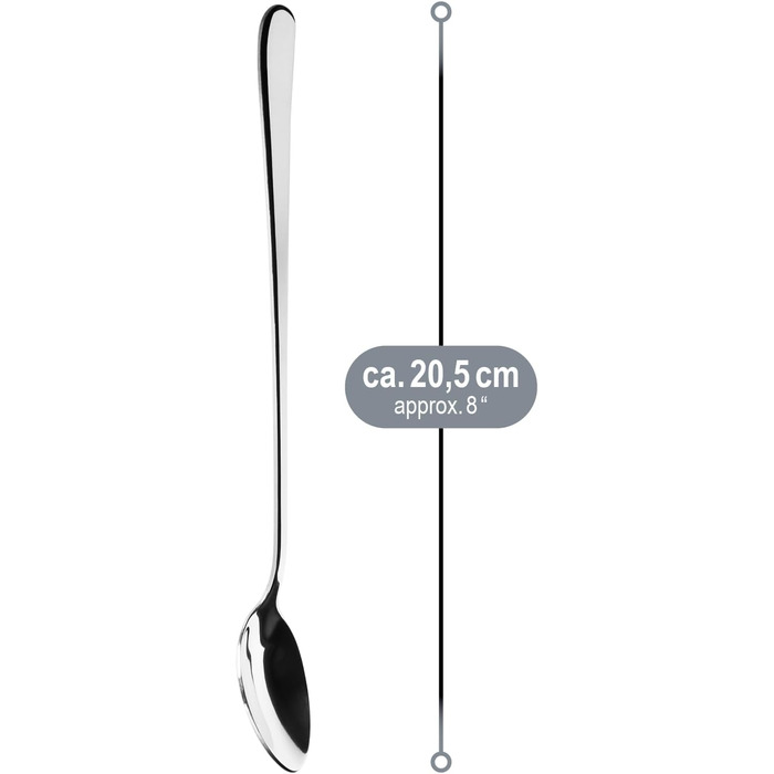 Набір з 12 ложок для напоїв з нержавіючої сталі COM-FOUR® - ложки для лате макіато, коктейлі, десерти (20-20.5 см)