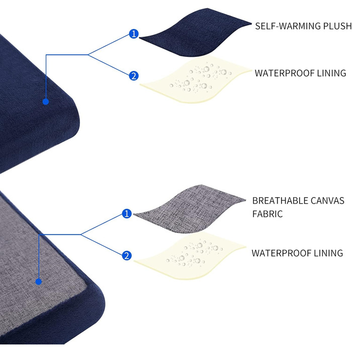 Кросер Лежанка для собак середнього розміру, 76x51 см, двостороння, блакитна. Підходить для собак та котів до 20 кг. Лежанка для собак, лежанка для котів, лежанка для тварин.