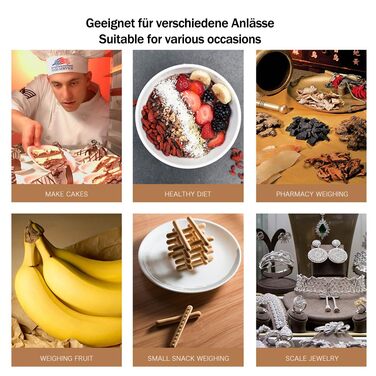 Кухонні ваги Mobxpar: електронні, з нержавіючої сталі, прецизійні (0,1г), до 5кг, з функцією тарування