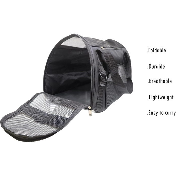 Транспортна сумка для тварин, схвалена авіаперевізниками, для середніх та малих котів, цуценят, кошенят, собак/котів, чорна сумка для подорожей з тваринами (розмір M)