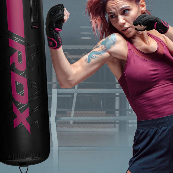 Боксерські рукавички RDX Profi MMA для тренувань, спарингу, кикбоксингу та муай-тай. Шкіряні, чорні, розмір M