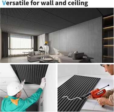 3D Панелі для стін Art3d: 12 шт., 50x50 см, PVC, 3 м² (чорний)