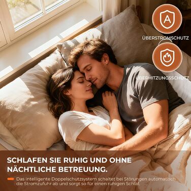 Електрична ковдра StarOnce 160x140 см для двоспального ліжка - тепла ковдра з 10 рівнями нагріву, автовимкненням, 2 пультами дистанційного керування та захистом від перегріву - біла, можна прати в пральній машині
