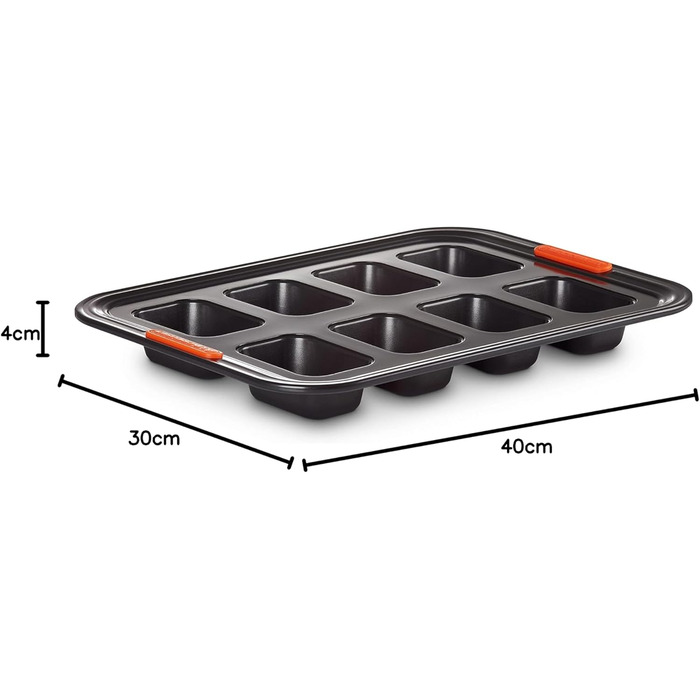 Форма для випічки Le Creuset 8-ми секційна, антипригарний карбон, 40x30x4.26 см, чорна