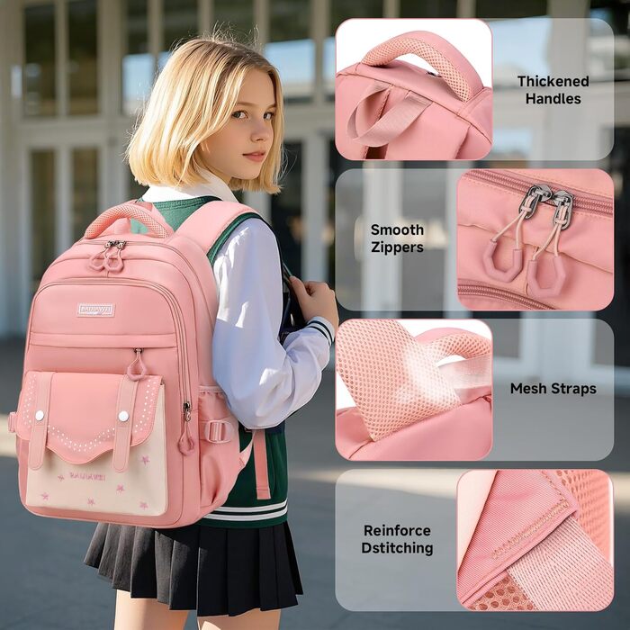 Шкільний рюкзак для дівчаток-підлітків, 2025, великий, для гімназії, старшої школи, 30L (рожевий)