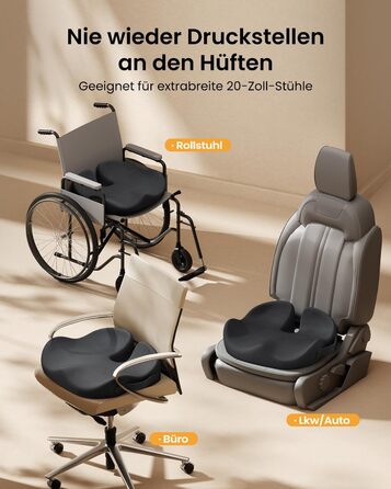 Крісло-подушка ProtoArc для офіса та авто, X-Large, з пам'яті ефектом, чорний, ергономічна підтримка спини