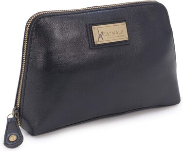 Сумка-косметичка Catwalk Collection Emma чорного кольору, середнього розміру, з натуральної шкіри для ручної сумки