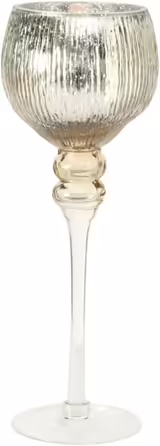Boltze Windlicht Set Manou 3-piece (gold, decorative glasses for candles / Christmas decoration, candle holders heights 30 cm / 40 cm / 35 cm, round shape, straight pattern) 1005603