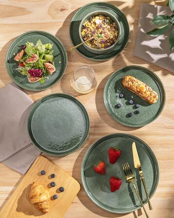 Набір посуду GBhome з каменю, 18 предметів, ручна робота, для 6 осіб, стійкий до миття в посудомийній машині та мікрохвильовій печі, набір тарілок та мисок