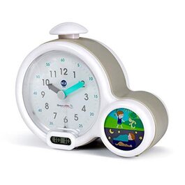 Дитячий будильник Pabobo Kid Sleep з нічником, педагогічний, сіра, 3 будильники, для навчання режиму дня, працює від мережі та батарейок
