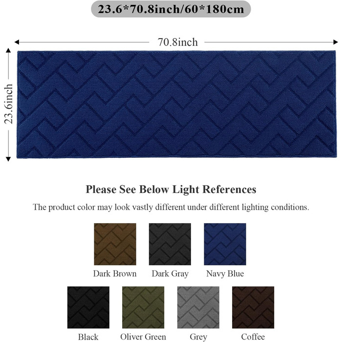 Килимок для дому та вулиці 50x80 см, миючий, вологостійкий, антиковзкий, для входу, порогу, патіо, галереї, саду (60 x 180 см, синій)