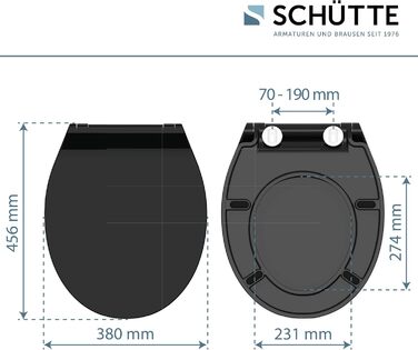 Слімова сидіння для унітаза SCHÜTTE SLIM з мікроліфтом (м'яке закриття), Duroplast, чорний колір, витримує до 175 кг