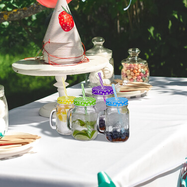 Relaxdays Colorful Drinking Glasses with Lids - Set of 16
