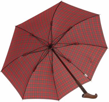 iX-brella Folding Umbrella with Adjustable Height and Wooden Handle - Red Checkered Small