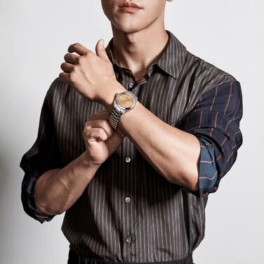 Годинник чоловічий BUREI - аналоговий кварцовий годинник з нержавіючої сталі (Champagner Silber)