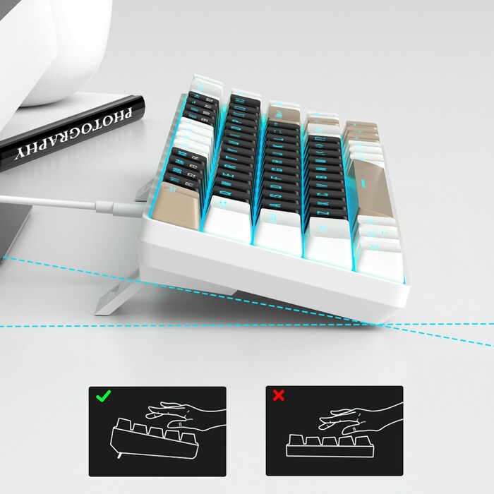 Механічна ігрова клавіатура MageGee MK-Box 68 клавіш, TKL, з LED-підсвічуванням, з червоним перемикачем, для Windows, Laptop, Mac, сіра (коричневий перемикач)