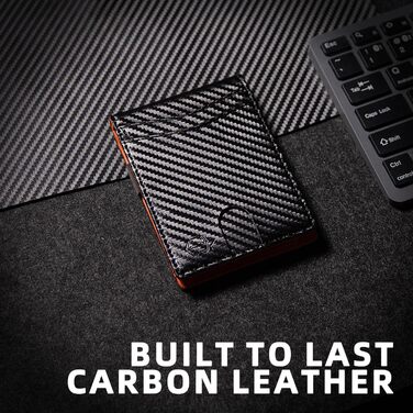 Чоловічий гаманець Zitahli Sport-Fan з RFID-захистом, 10-12 карт, з кліпсою для грошей та віконцем для ID, тонкий, міститься в A-carbon, чорний та помаранчевий