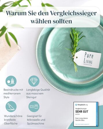 Набір керамічних чашок для кави та чаю Steingut Ibiza (6 шт., Туркіс) - TESTSIEGER