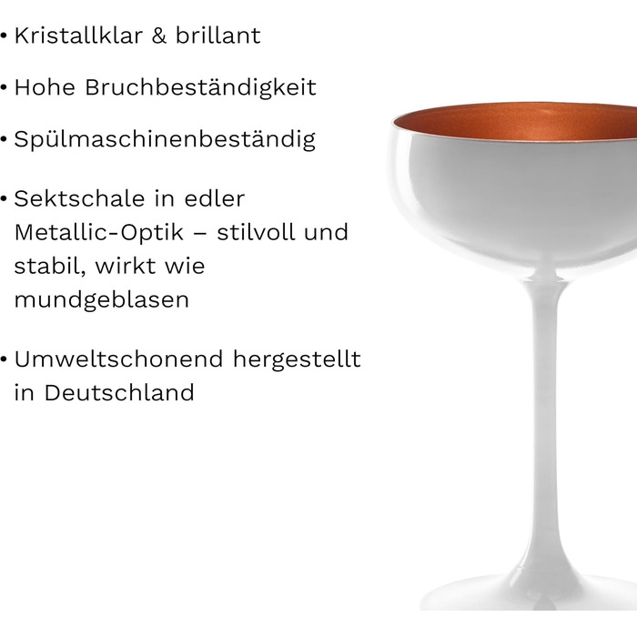 Набір келихів для шампанського Stölzle Lausitz Elements 6 шт. (230 мл) – Чорний/Бронзовий