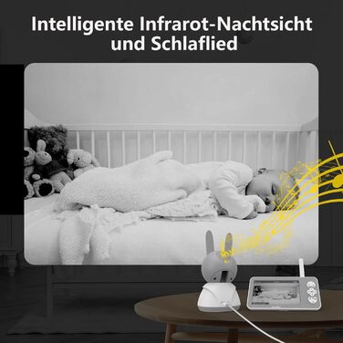 Відеоняня Wansview з камерою та APP - 5-дюймовий монітор для дитини без Wi-Fi з камерою для дитини 2.4/5 GHz, нічне бачення, відстеження руху, 2-сторонній аудіо, визначення температури, детекція руху/звуку