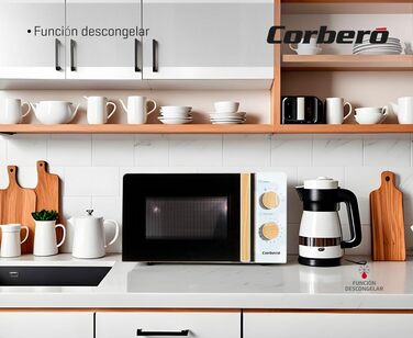 Мікрохвильова піч Corberó CMICG270WOODN, 20 л, 700 Вт, з функцією розморожування та підігріву, білий колір