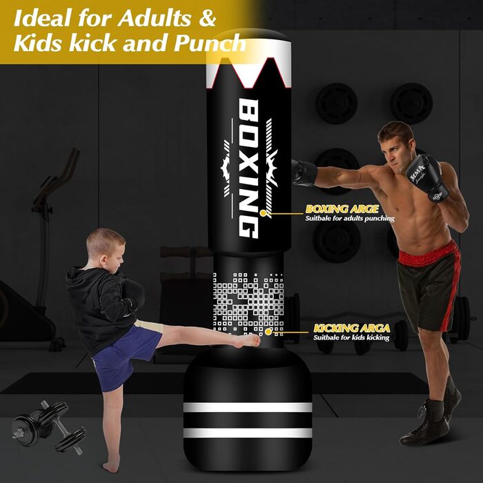 Надувний боксерський мішок для дорослих, стоячий боксерський мішок, самостійний мішок для кікбоксингу, обладнання для тренувань ММА, Муай Тай, фітнесу, стиль гантелі B