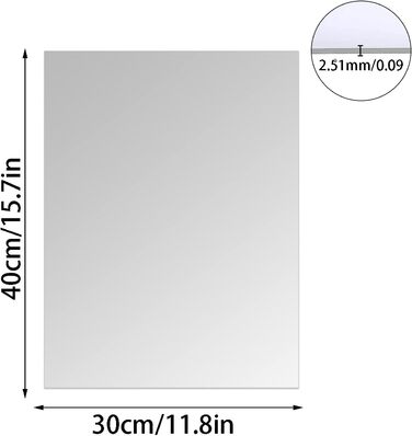 Дзеркальні плитки самоклеючі 40x30 см (2 шт.) - акрилові дзеркала для стін, 2.5 мм