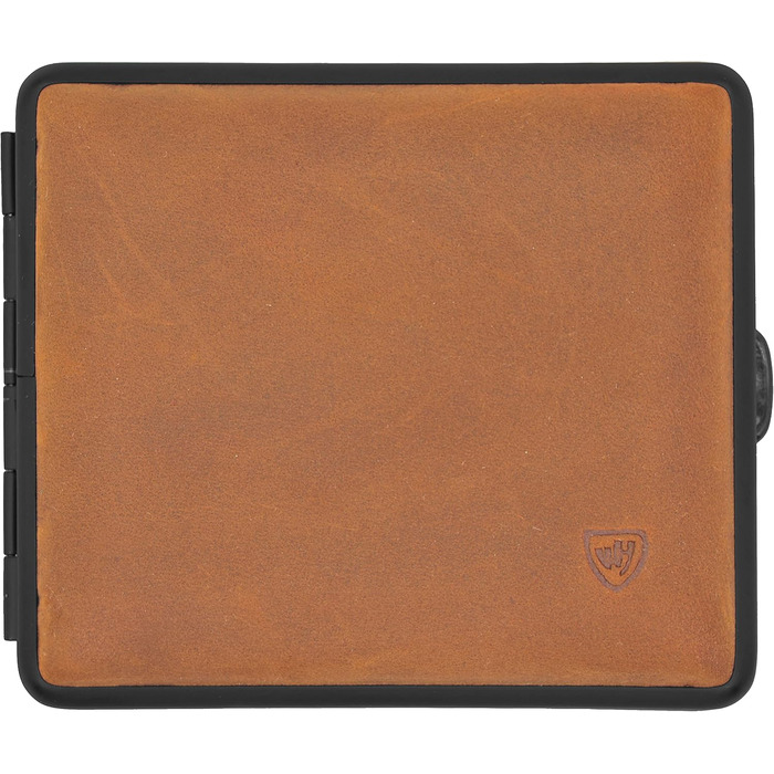 V.H. 1912 VOM HOFE MANUFACTORY Cigarette Case Genuine Leather, Handmade in Germany, Light Brown, 85mm - Case, Cigarette Box