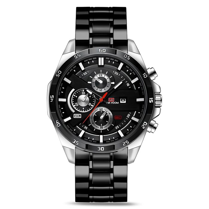 Годинник чоловічий OFF CUP з датою, кварцовий хронограф, водонепроникний, з нержавіючої сталі, стильний аксесуар для бізнесу та повсякденного носіння, ідеальний подарунок, срібно-чорний колір