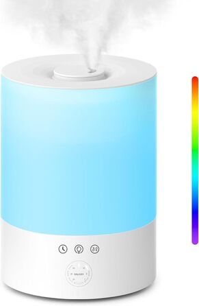 Зволожувач повітря Maxcio Top-Fill 2.5л з ультразвуком, RGB-підсвічуванням та аромадифузором, BPA-Free, 360° форсунки, до 30 годин роботи, 28dB, для спальні, дитячої кімнати та рослин