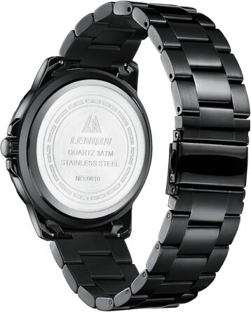 Годинник чоловічий LN LENQIN з нержавіючої сталі, водонепроникний, з датою, кварцовий, аналоговий, чорний, бізнес-стиль