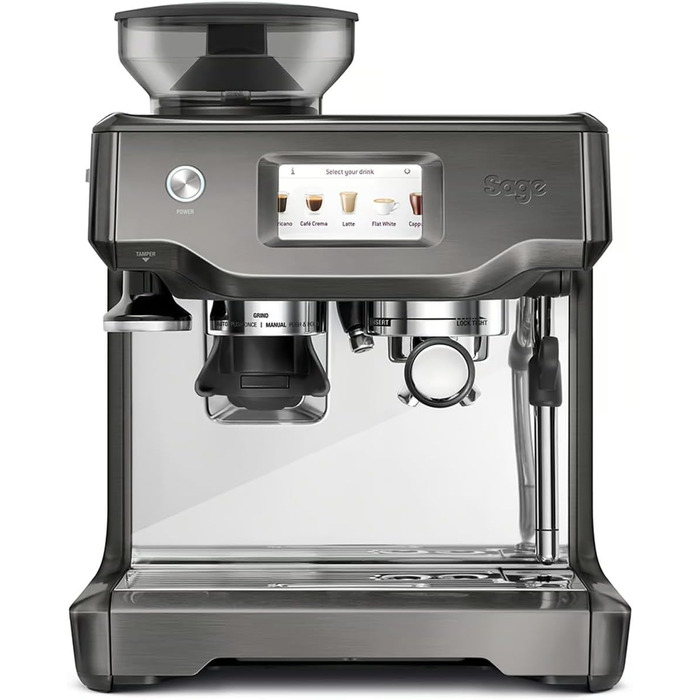 Sage - The Barista Touch - Coffee Machine with Automatic Milk Frother - Black Stainless Steel Manual Tamping Black Stainless Steel
