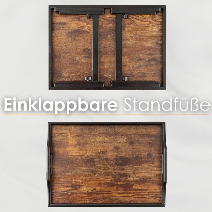 Складаний бамбуковий столик з регулюванням висоти для ліжка та дивана (22,5-32 см) – ноутбук, сніданок, стійка для ноутбука, сніданок, вінтажний колір, бамбук