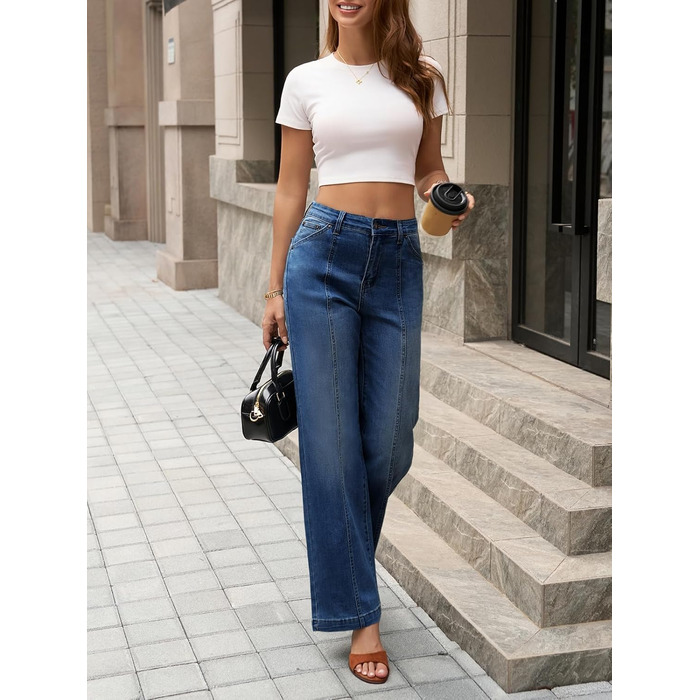 Джинси жіночі Cicy Bell Baggy висока талія, широкі штанини, темно-синій деним, з кишенями, розмір 36