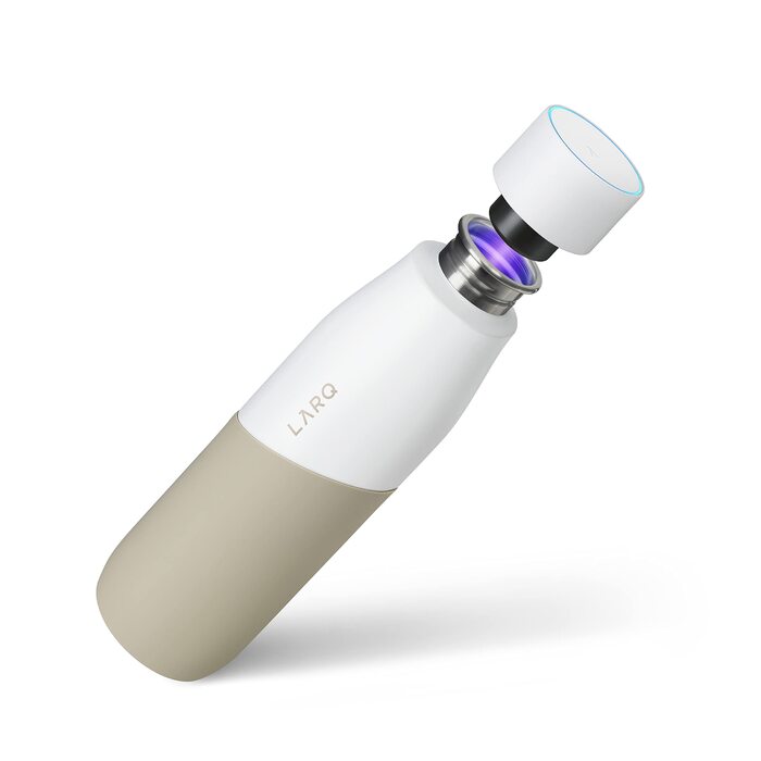 Пляшка для води LARQ PureVis 710 мл з UV-дезінфекцією, біла/дюна – нержавіюча сталь, силіконовий чохол, для спорту, фітнесу та активного відпочинку