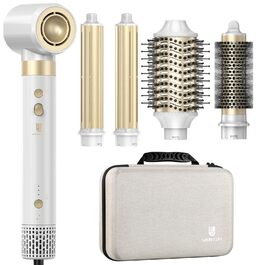 Webeauty Airstyler 7-в-1: фен-щітка, плойка, випрямляч, 110000 об/хв, 25 м/с, 500 млн негативних іонів, білий