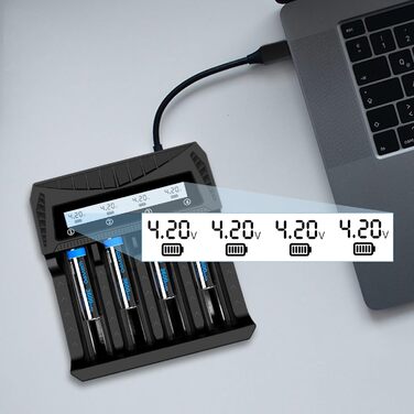 Зарядний пристрій для акумуляторів 18650 з LCD дисплеєм, 12 слотів, універсальний, підходить для 26650, 16340, 14500, 18350, 18500 AA AAA (тільки зарядний пристрій)