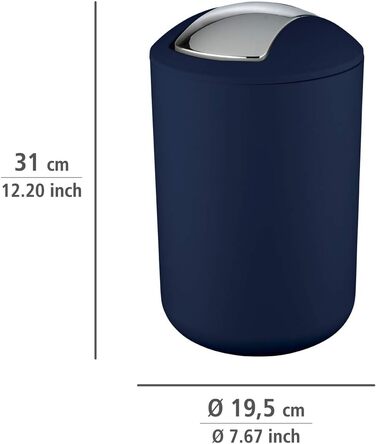 Кошик для косметики та смітника у ванну WENKO Brasil L, 6.5 л, з гойдальним кришкою, ударостійкий пластик, BPA-free, темно-синій