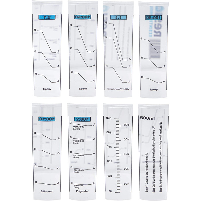 25 x Mixing Cups | 1300ml | Color, Epoxy, Polyester | With clear mixing ratio marked on the measuring cup